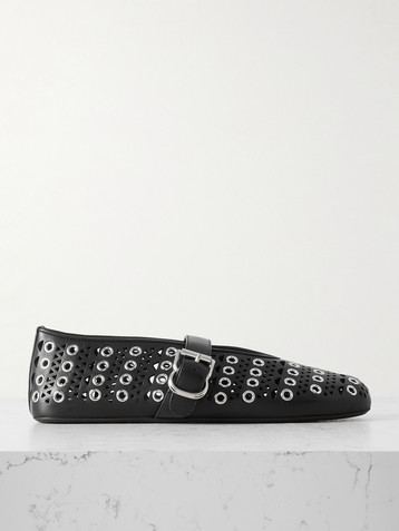 Alaïa Vienne perforated eyelet-embellished leather ballet flats