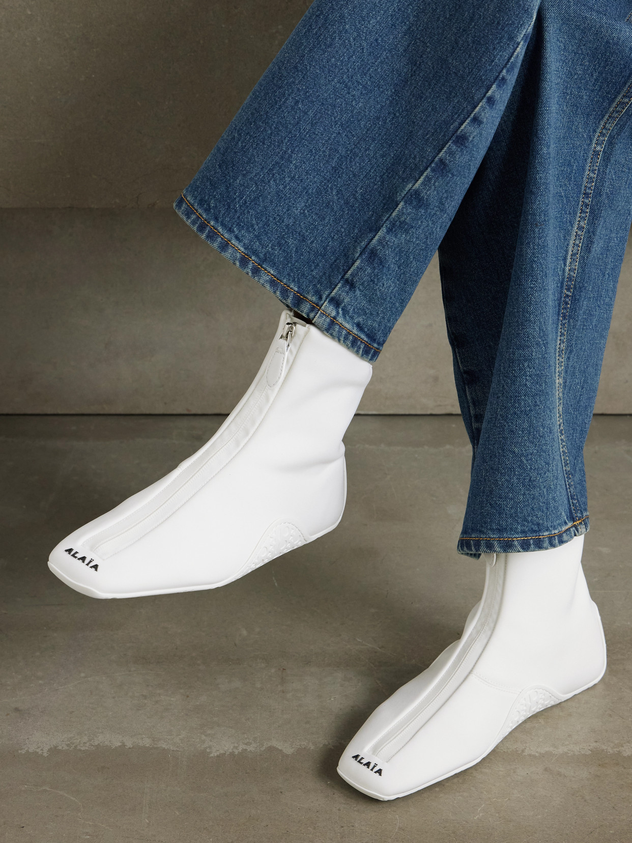 Alaïa Basket Neoprene High-top Sneakers In White