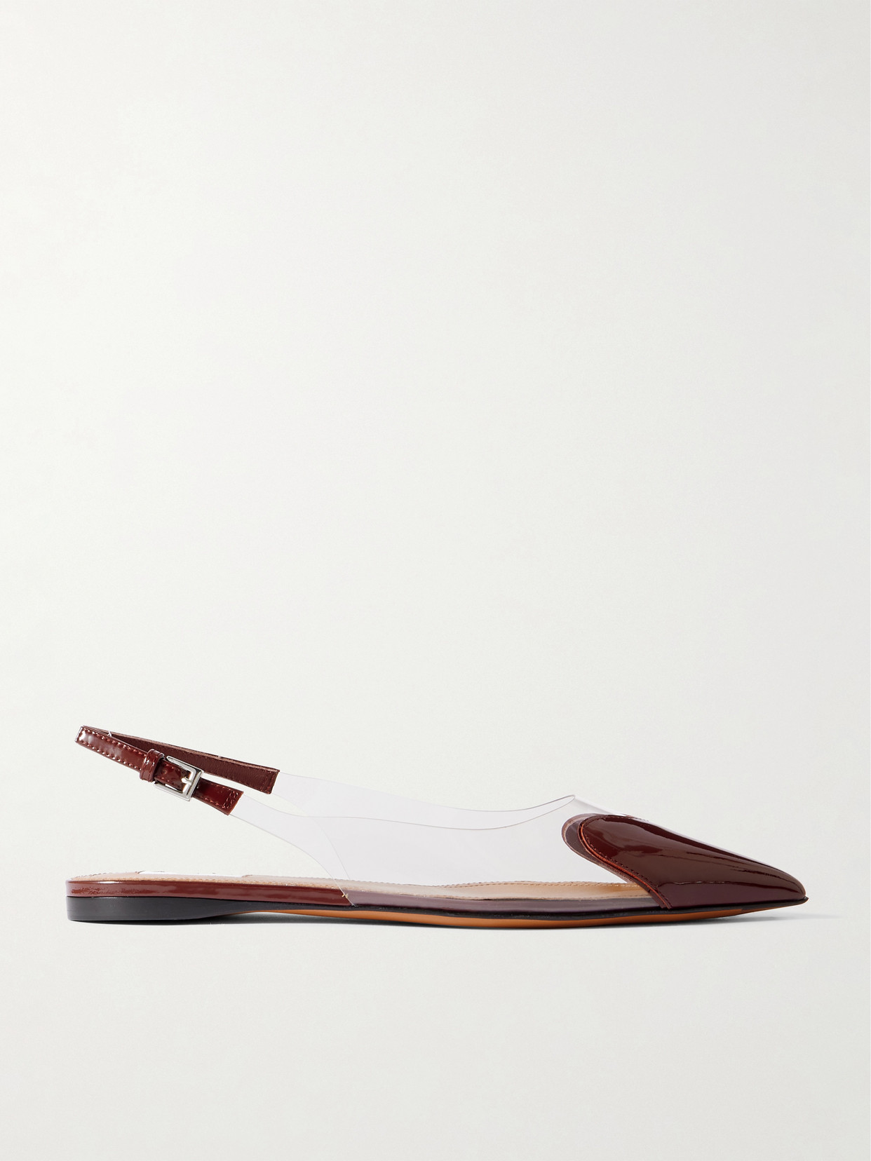 Alaïa Le Caur Pu And Patent-leather Slingback Point-toe Flats In Burgundy