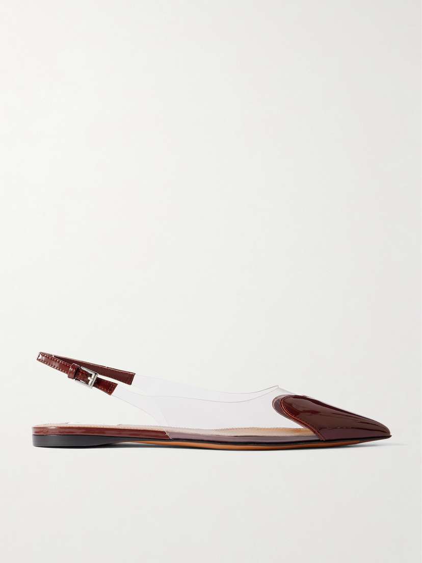 Alaïa Le Cœur Pu And Patent-leather Slingback Point-toe Flats