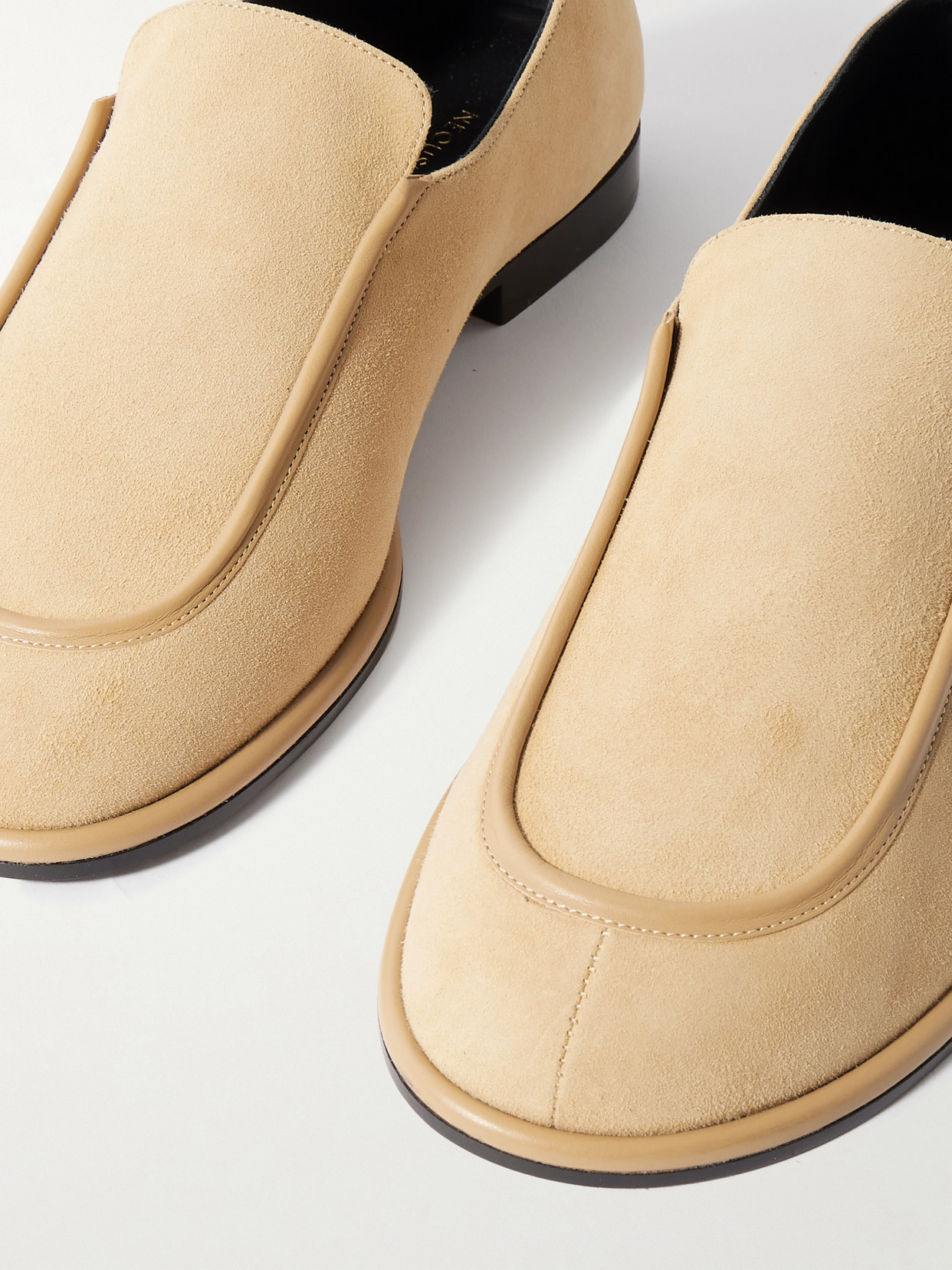 Neous Polaris Leather-trimmed Suede Loafers In Neutrals