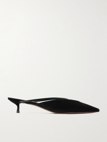 NEOUS Bosona leather-trimmed suede pointed-toe pumps