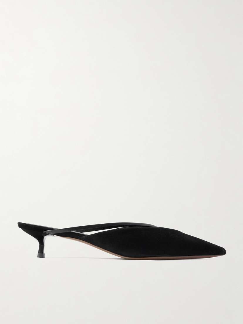 NEOUS Bosona Leather-trimmed Suede Pointed-toe Pumps