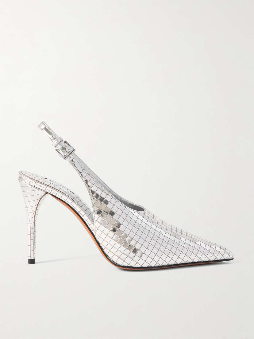 Alaïa Escarpin 90 Mirrored-leather Slingback Pumps