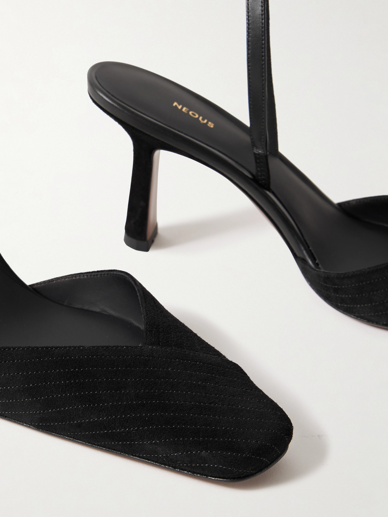 Neous Dilmun Leather-trimmed Suede Slingback Pumps In Black