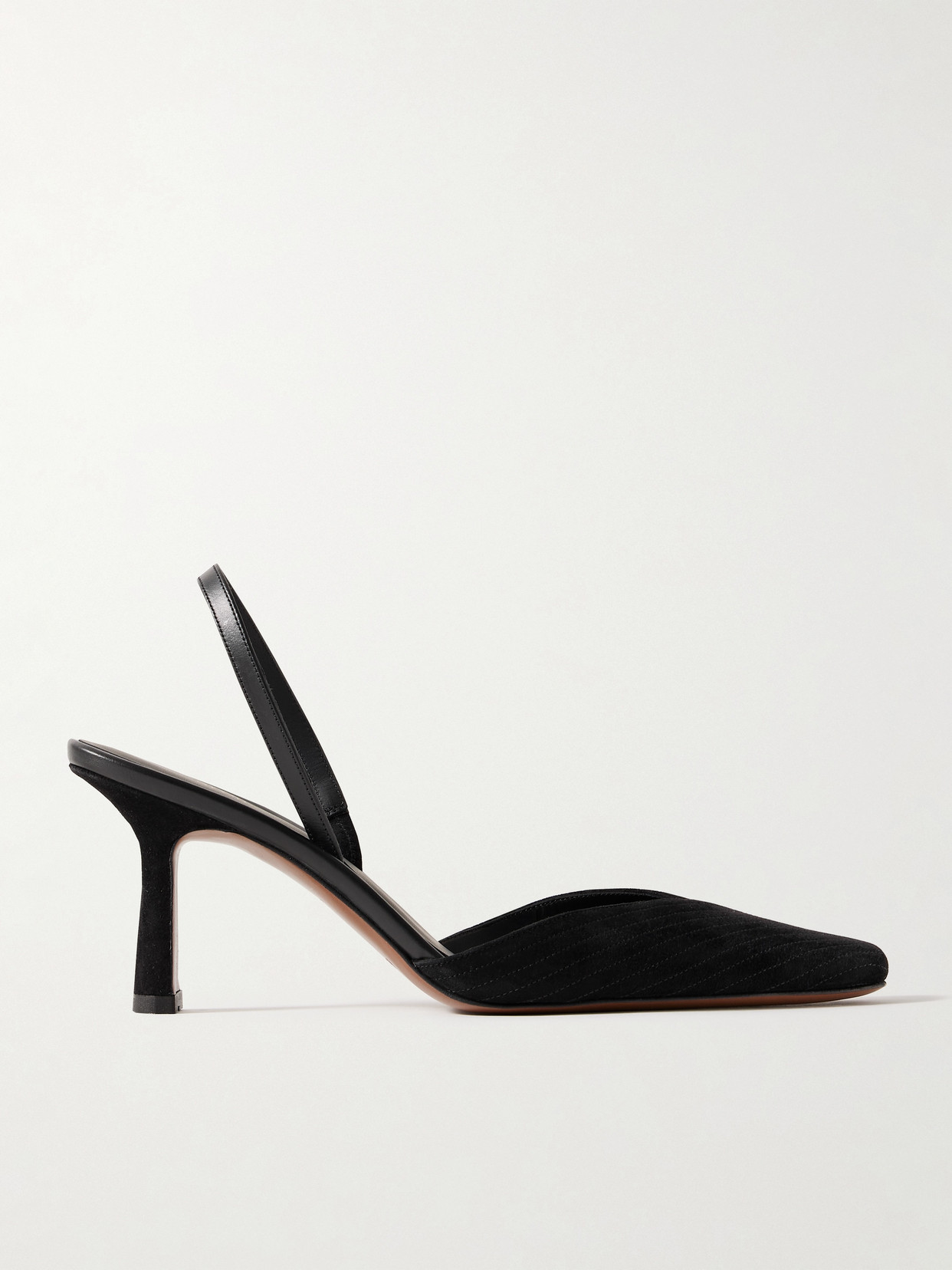 Neous Dilmun Leather-trimmed Suede Slingback Pumps In Black