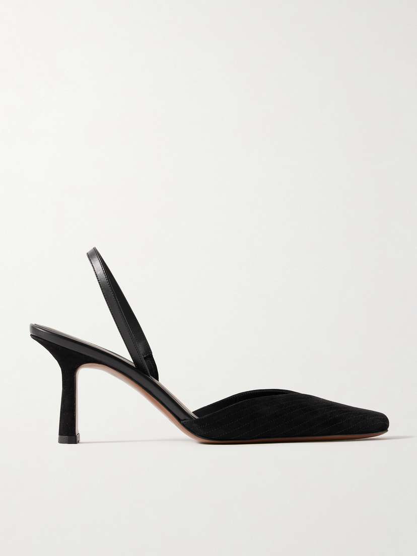 NEOUS Dilmun Leather-trimmed Suede Slingback Pumps