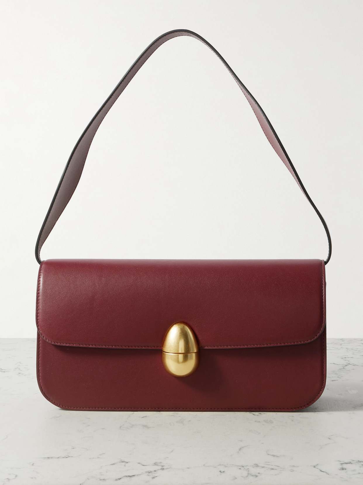Neous Phoenix Baguette Leather Shoulder Bag In Burgundy