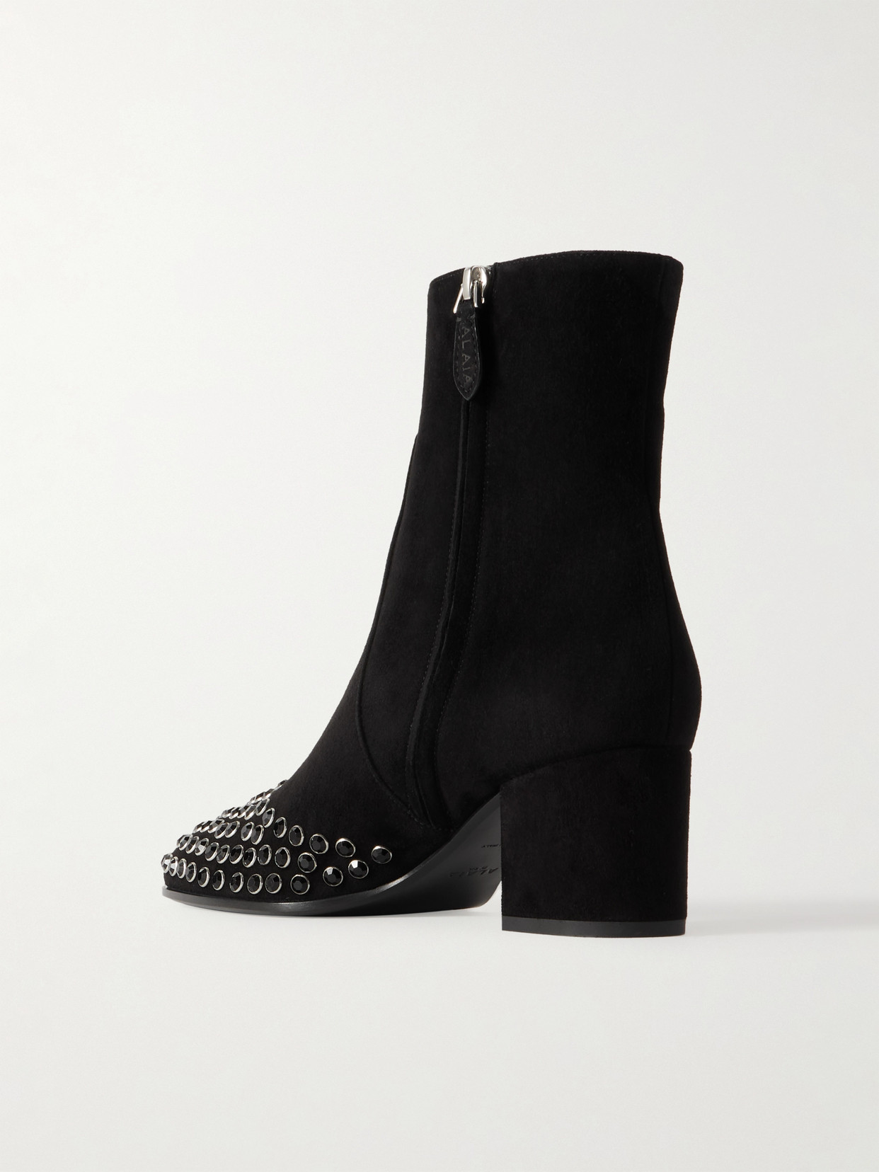 Alaïa Ankle Boots With Silver Rhinestone Detailing In Black
