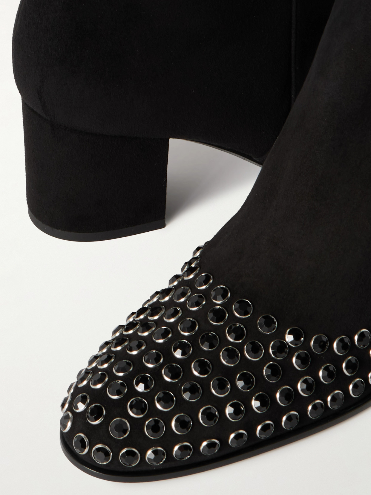Alaïa Ankle Boots With Silver Rhinestone Detailing In Black