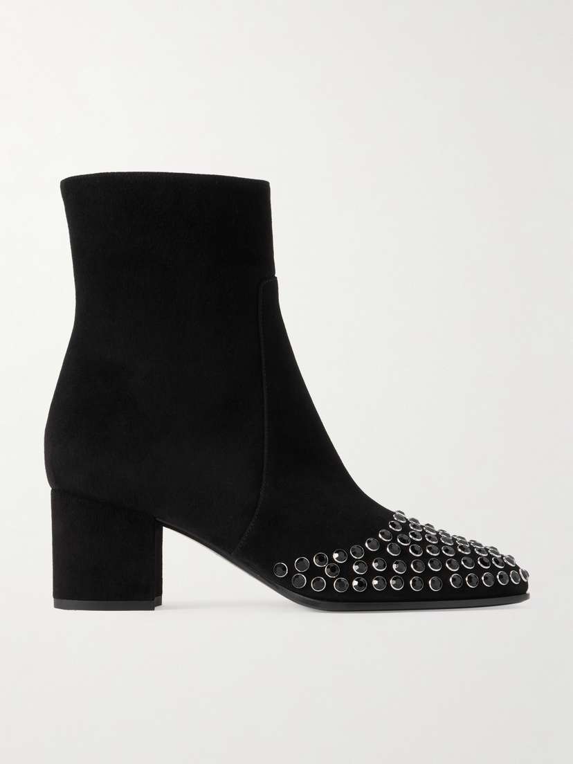 Alaïa Crystal-embellished Suede Ankle Boots