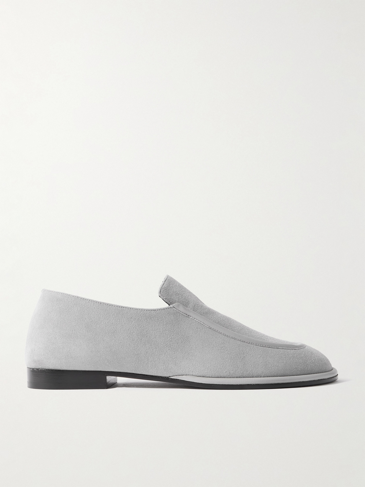 Neous Polaris Leather-trimmed Suede Loafers In Gray