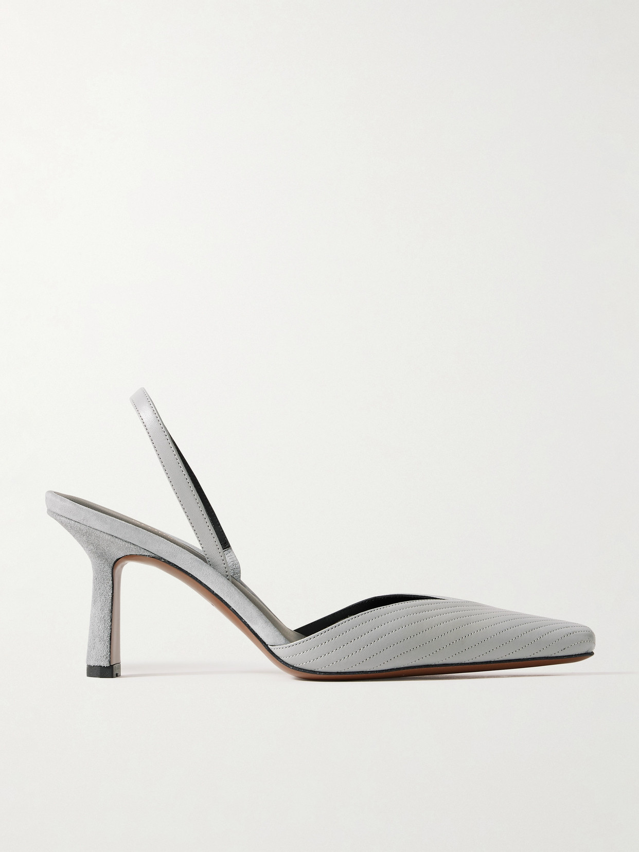 Neous Dilmun Suede-trimmed Leather Slingback Pumps In Grey