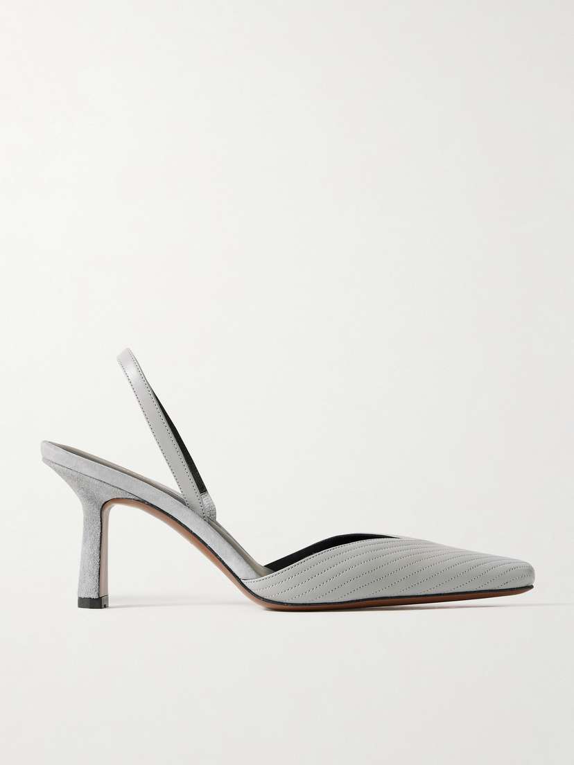 NEOUS Dilmun Suede-trimmed Leather Slingback Pumps