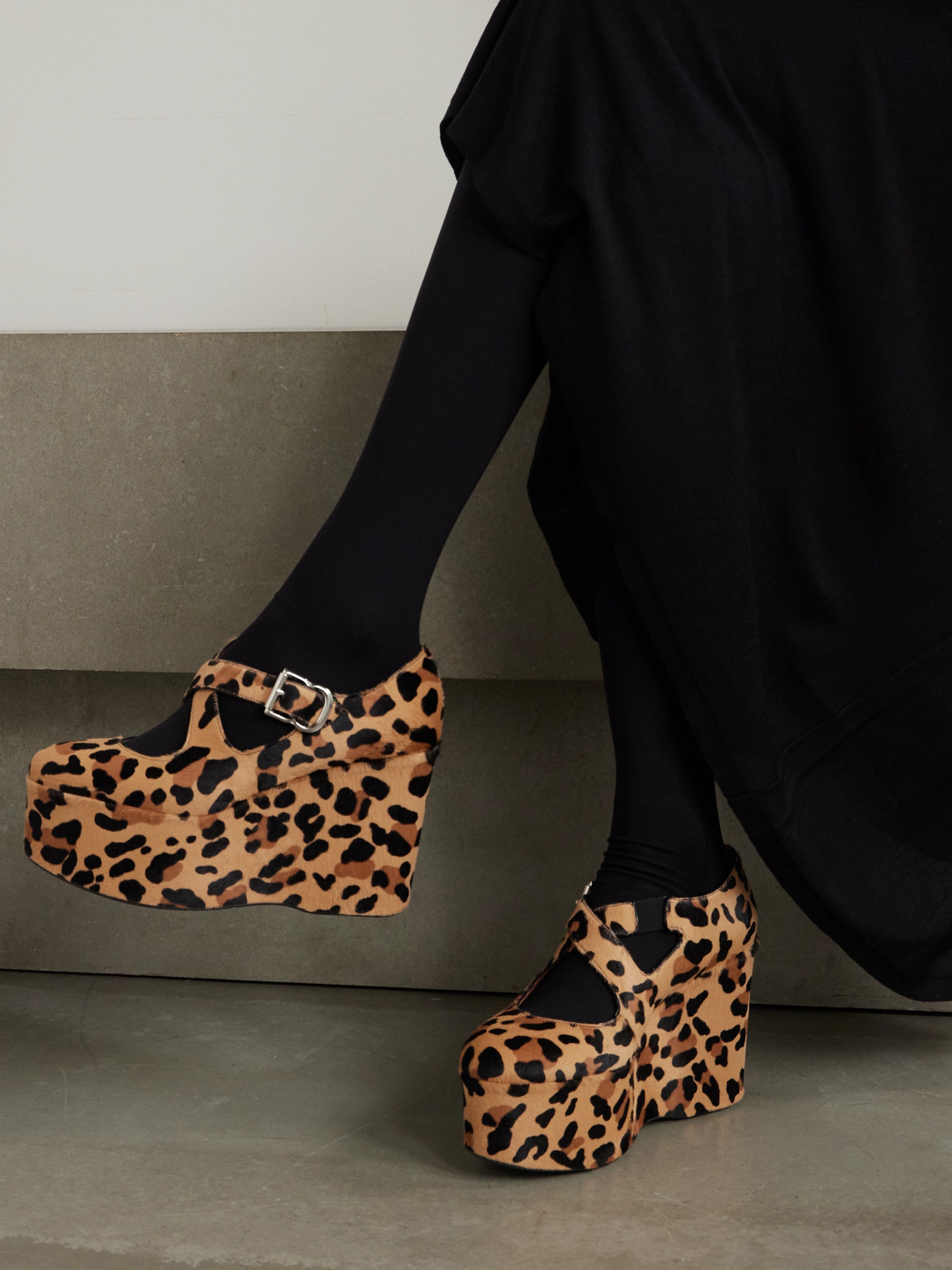 Alaïa 110 Leopard-print Calf Hair Platform Wedge Pumps In Animal Print