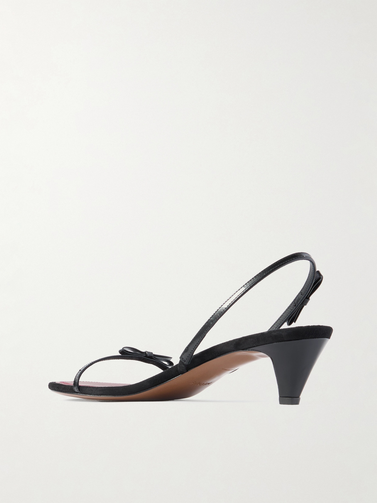 Neous Diwo Bow-embellished Patent-leather Slingback Sandals In Black
