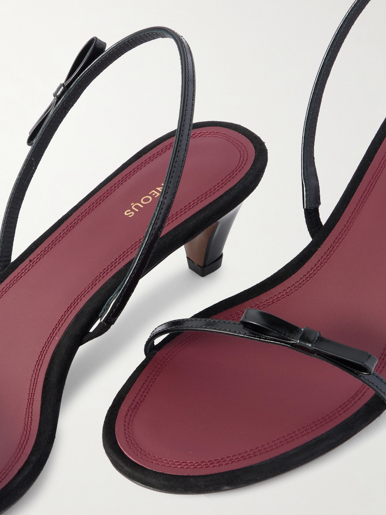 Neous Diwo Bow-embellished Patent-leather Slingback Sandals In Black