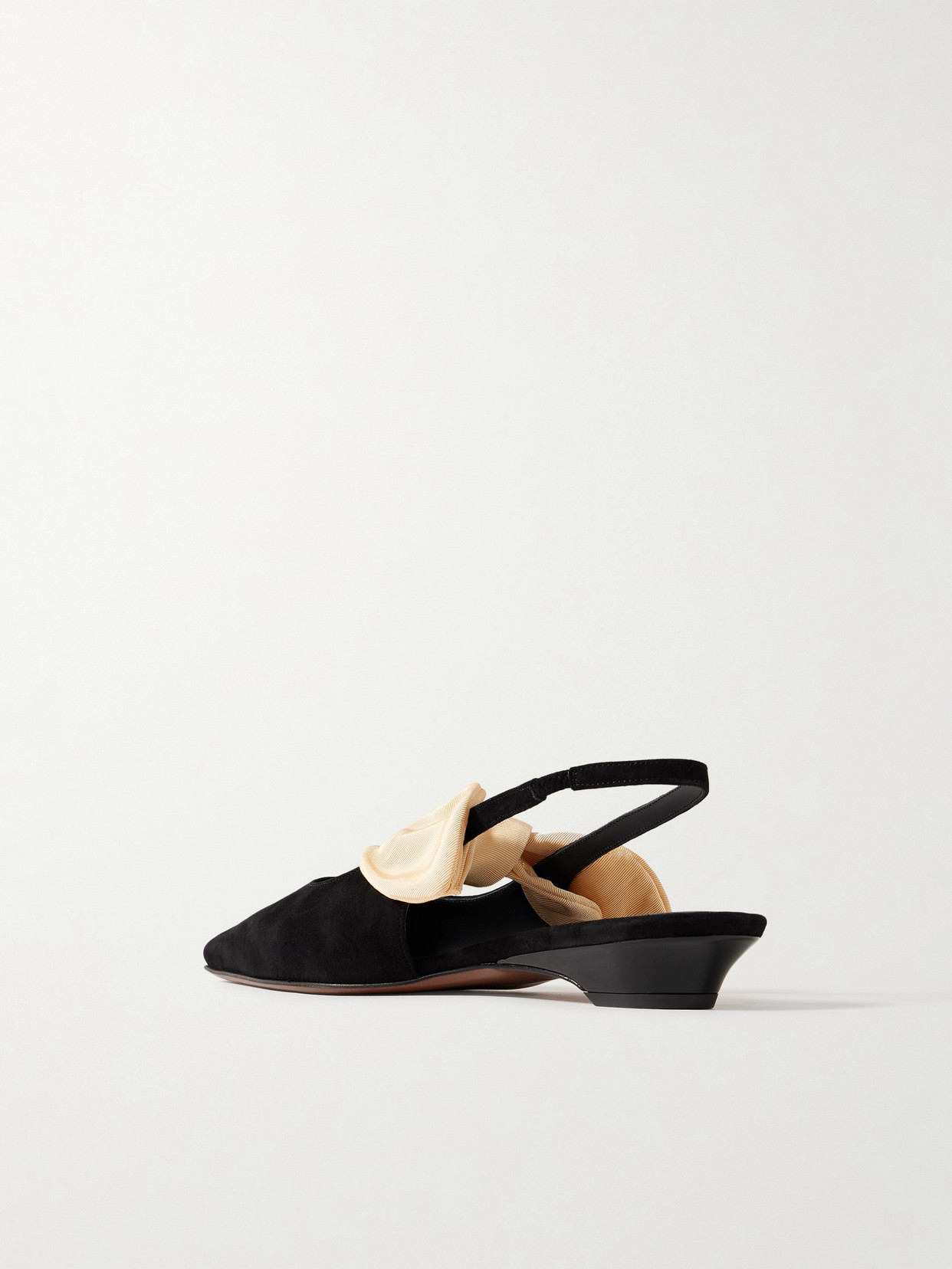 Neous Uba Bow-embellished Faille And Suede Slingback Flats In Black