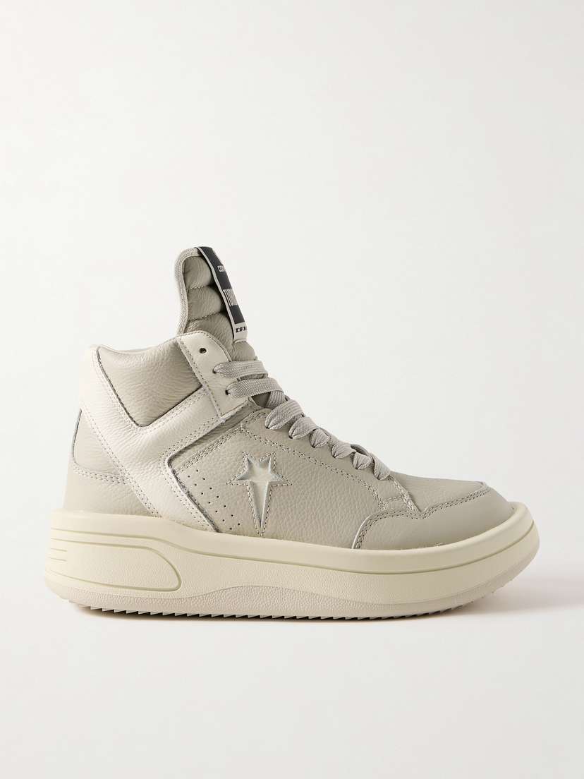 Rick Owens + Converse Turbowpn Textured-leather High-top Sneakers
