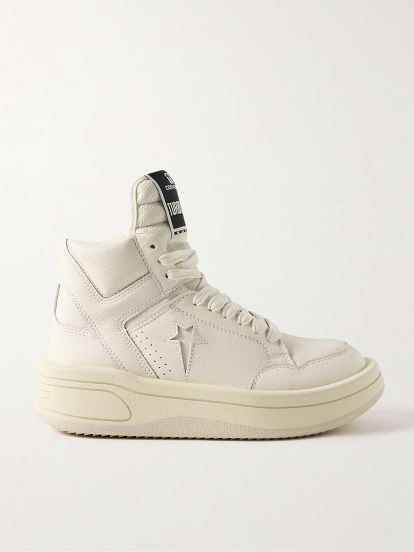 Rick Owens + Converse Turbowpn Textured-leather High-top Sneakers