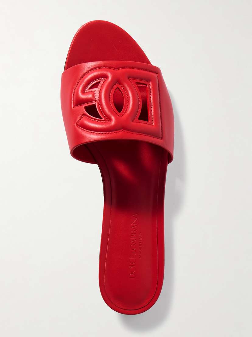 Dolce & Gabbana Bianca Cutout Leather Slides