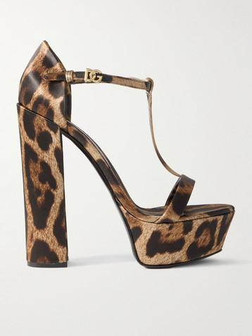 Dolce&Gabbana Keira leopard-print satin platform sandals