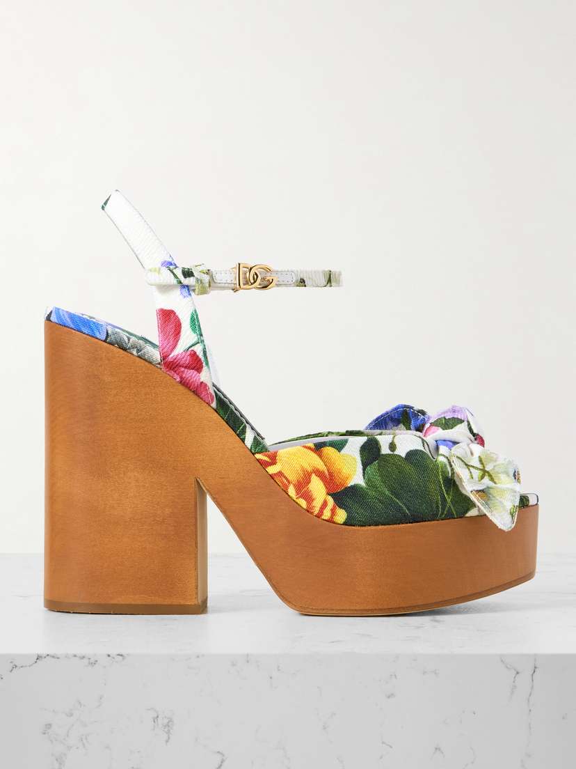 Dolce & Gabbana Keira Floral-print Canvas Platform Sandals