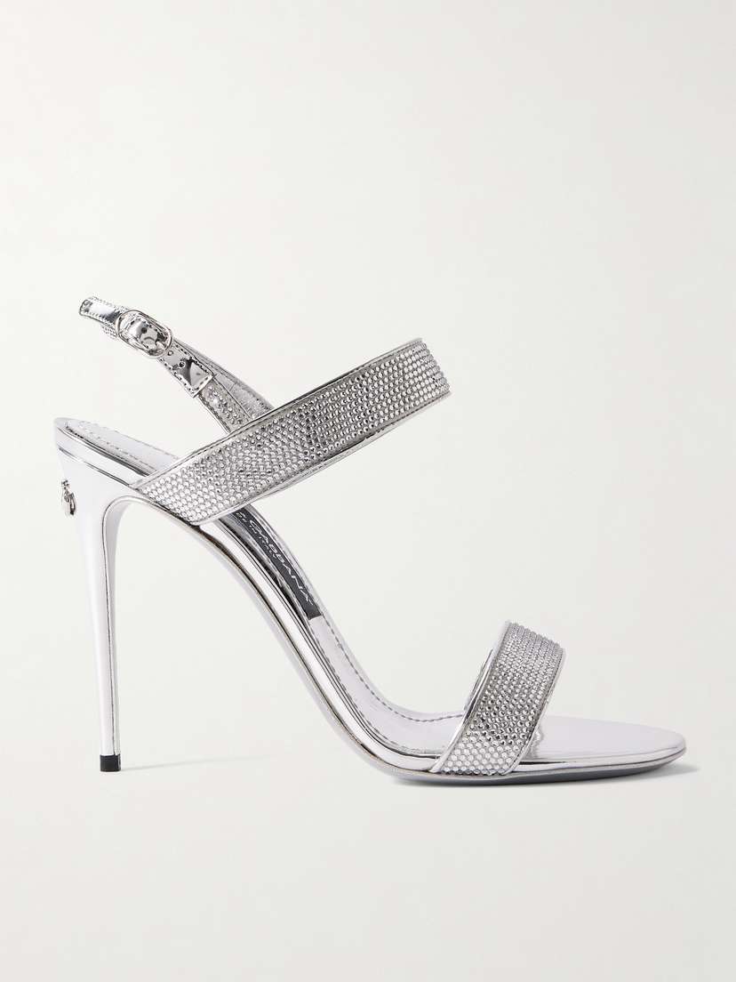 Dolce & Gabbana Crystal-embellished Satin And Metallic Leather Sandals