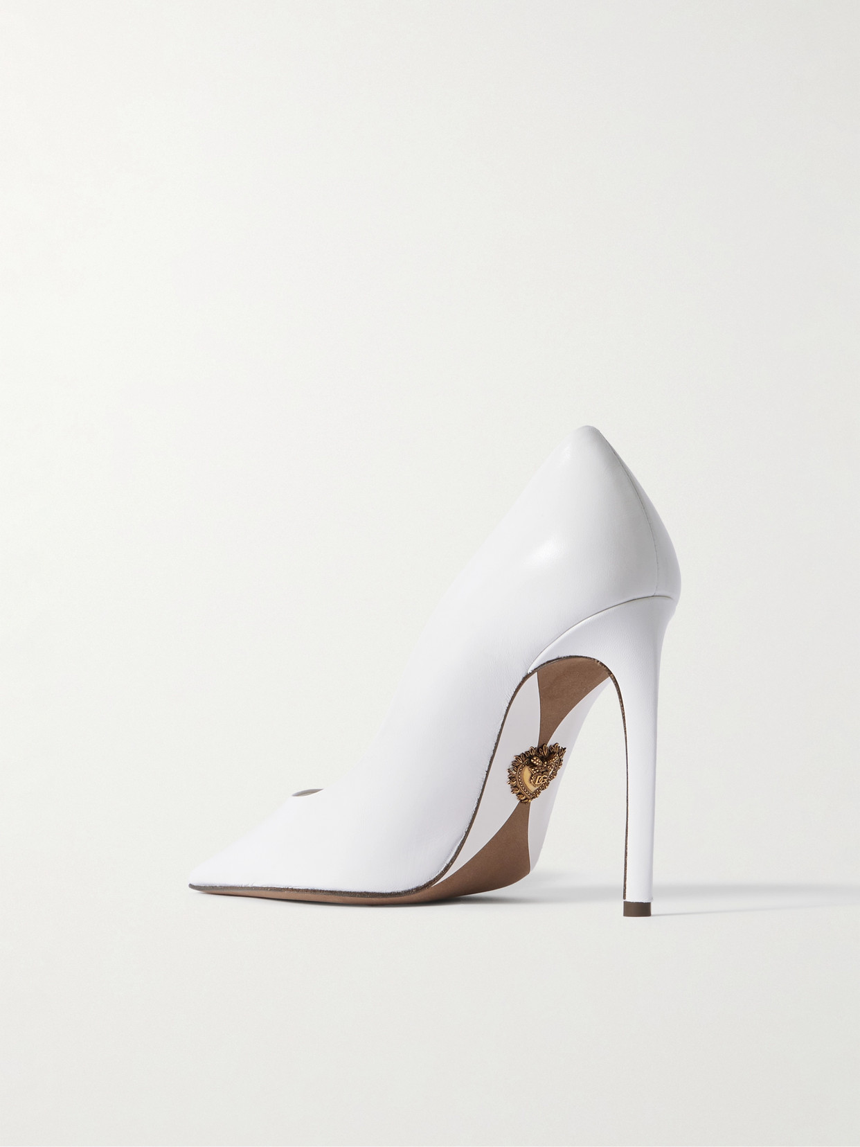 Dolce & Gabbana Metallic Leather Pumps In White