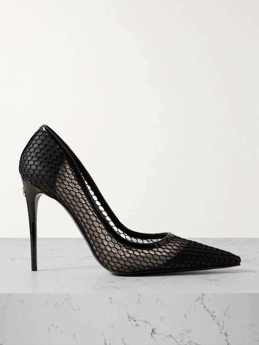 Dolce & Gabbana Vernice 110 Leather-trimmed Mesh Pumps
