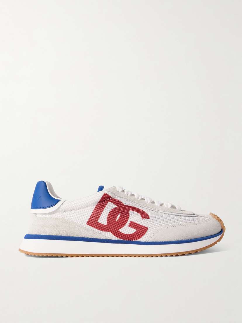 Dolce & Gabbana Aria Printed Suede And Leather-trimmed Mesh Sneakers
