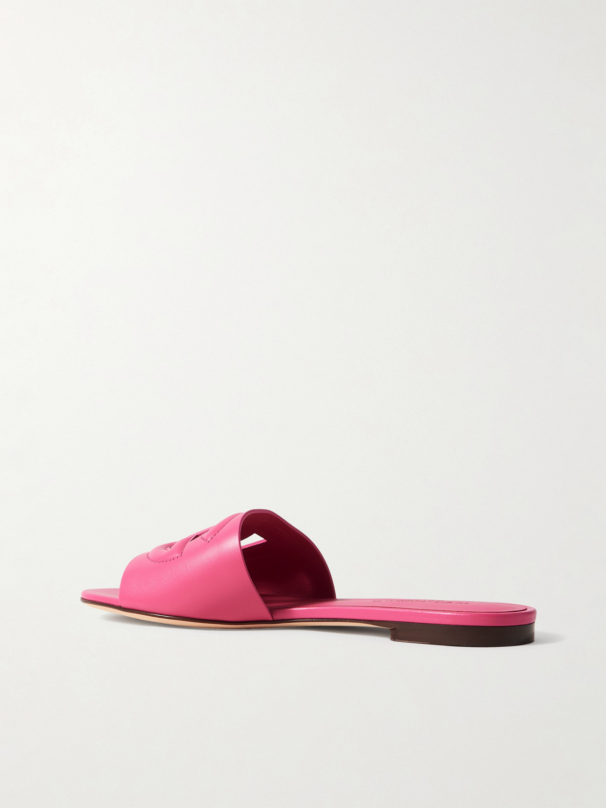 Dolce & Gabbana Dg Logo Slides In Calf Leather In Pink
