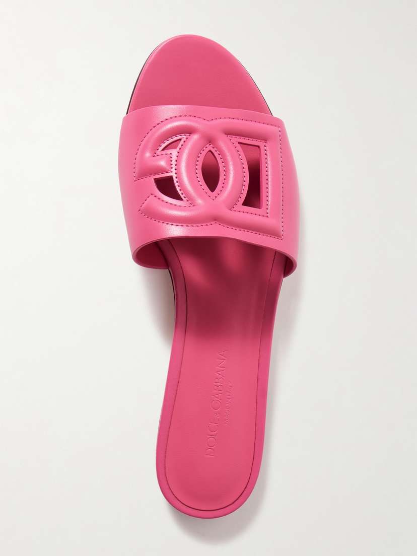 Dolce & Gabbana Bianca Cutout Leather Slides