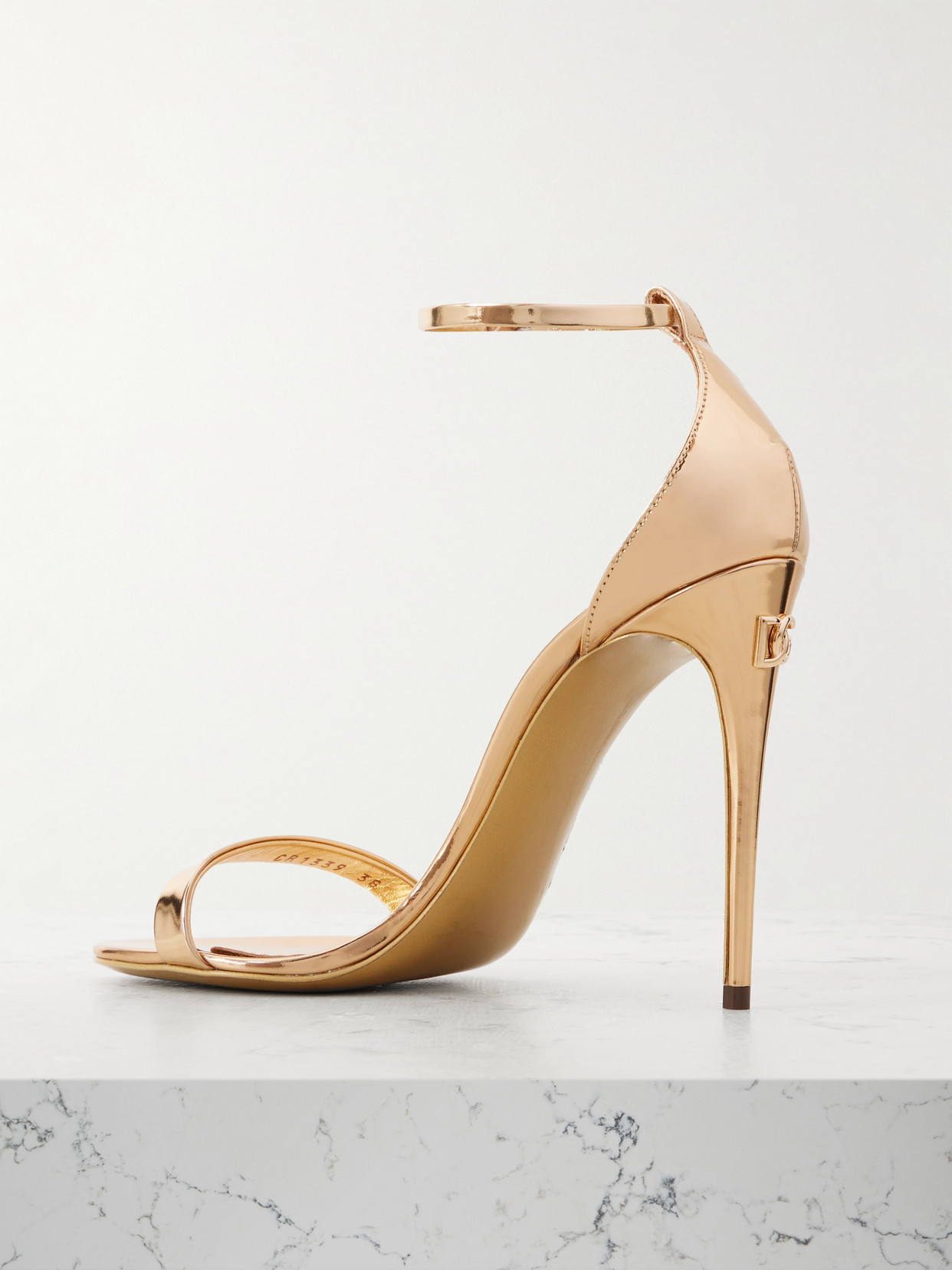 Dolce & Gabbana Mirrored-leather Sandals In Gold