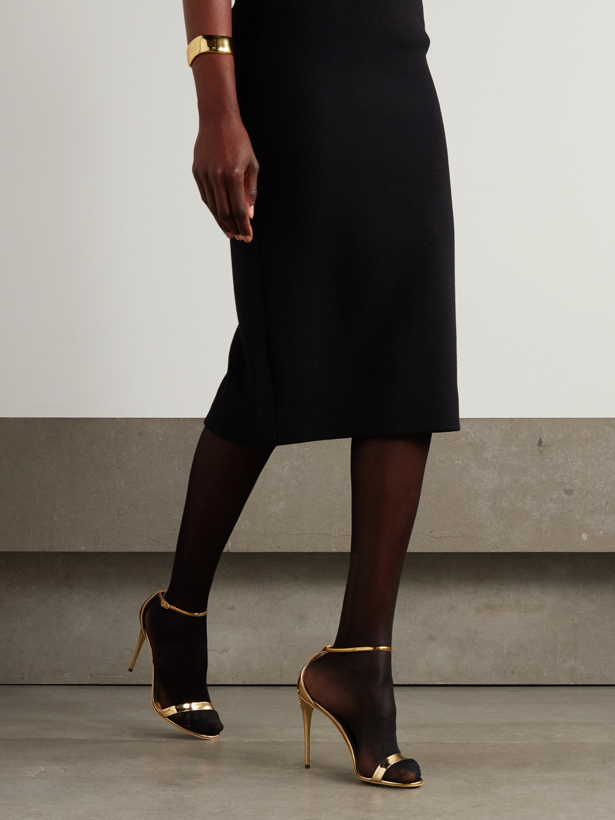 Dolce & Gabbana Mirrored-leather Sandals In Gold