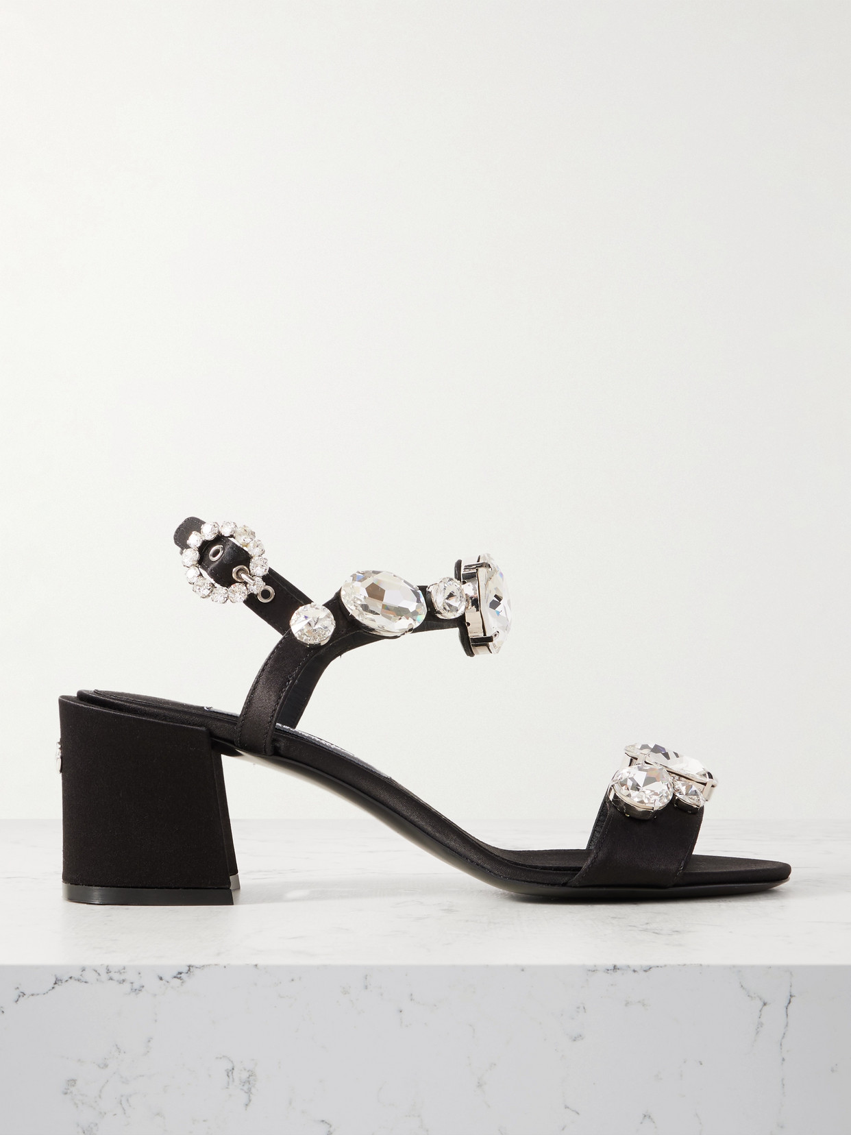 Dolce & Gabbana Keira 60 Embellished Satin Sandals In Black