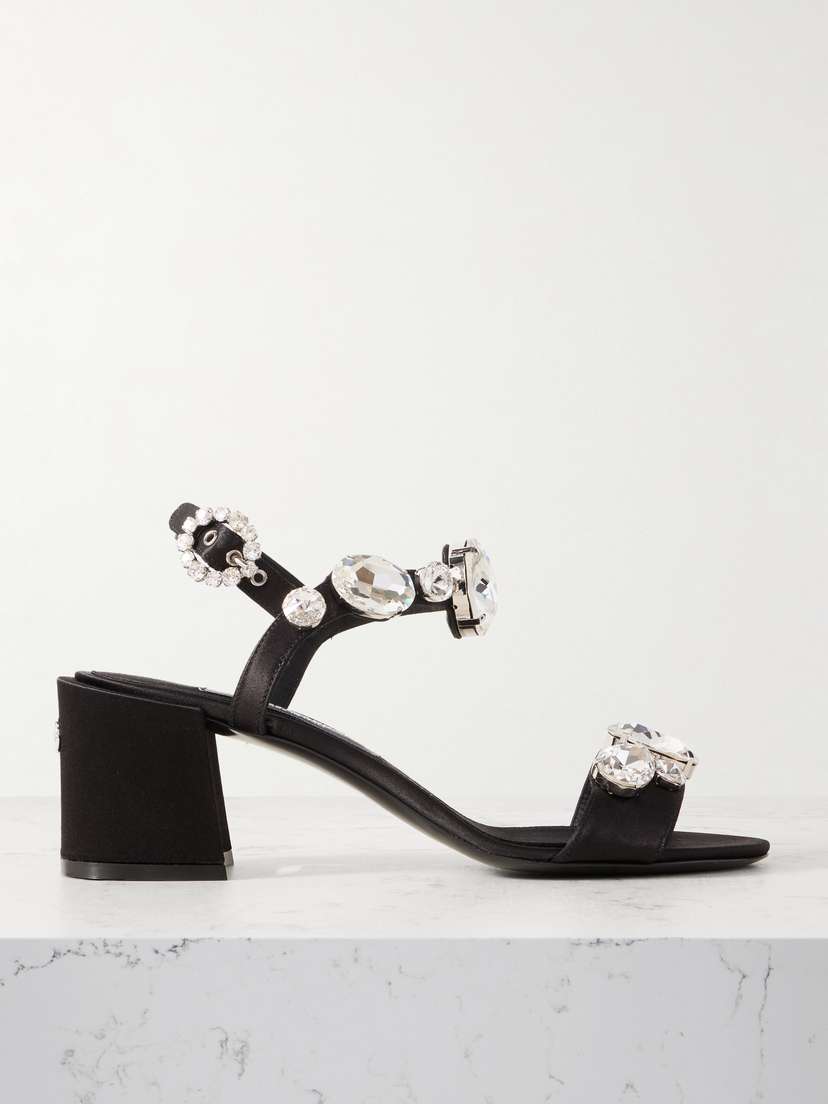 Dolce & Gabbana Keira Jewel Crystal-embellished Satin Sandals