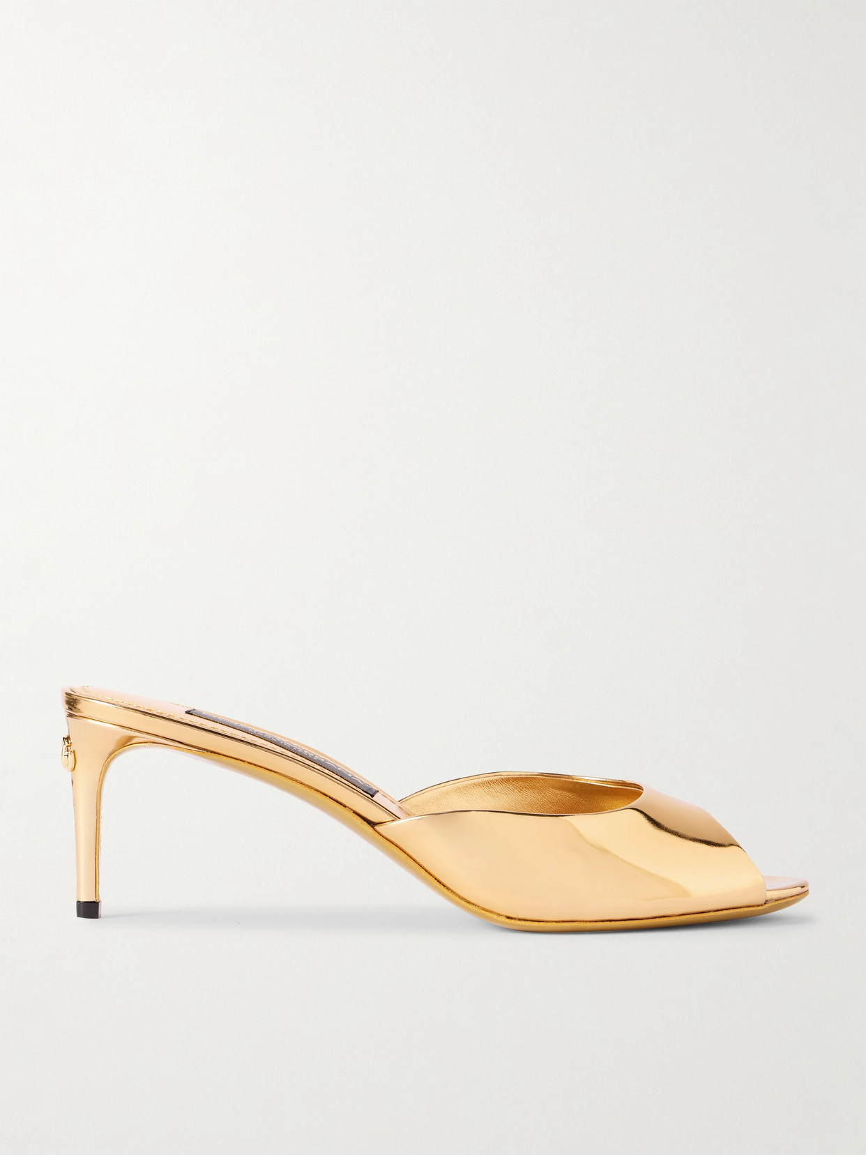 Dolce & Gabbana Metallic-leather Mules In Gold