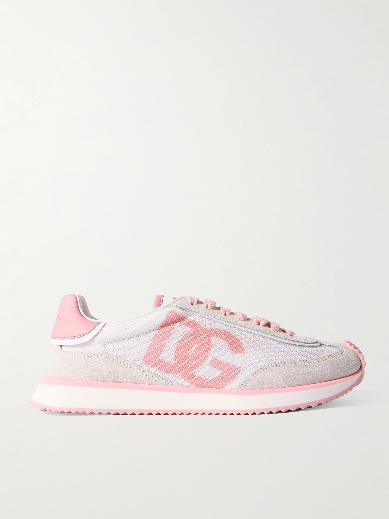 Dolce & Gabbana Aria Printed Suede And Leather-trimmed Mesh Trainers In White
