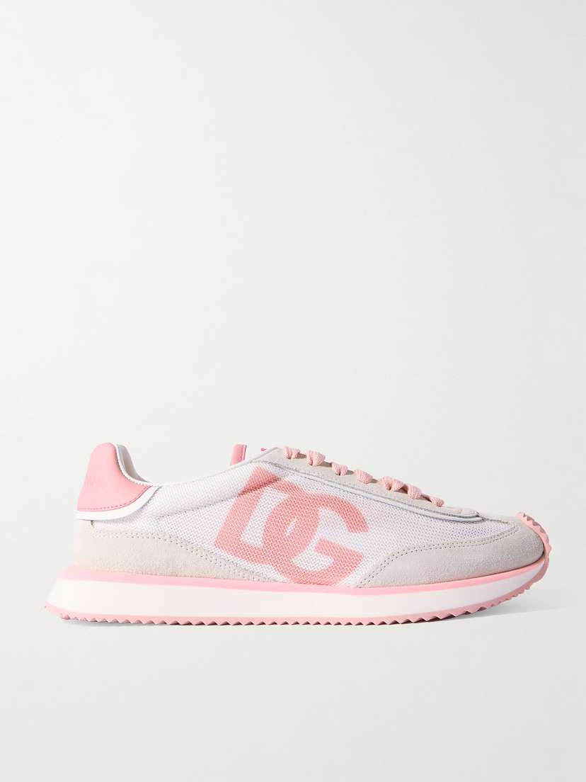 Dolce & Gabbana Aria Printed Suede And Leather-trimmed Mesh Sneakers