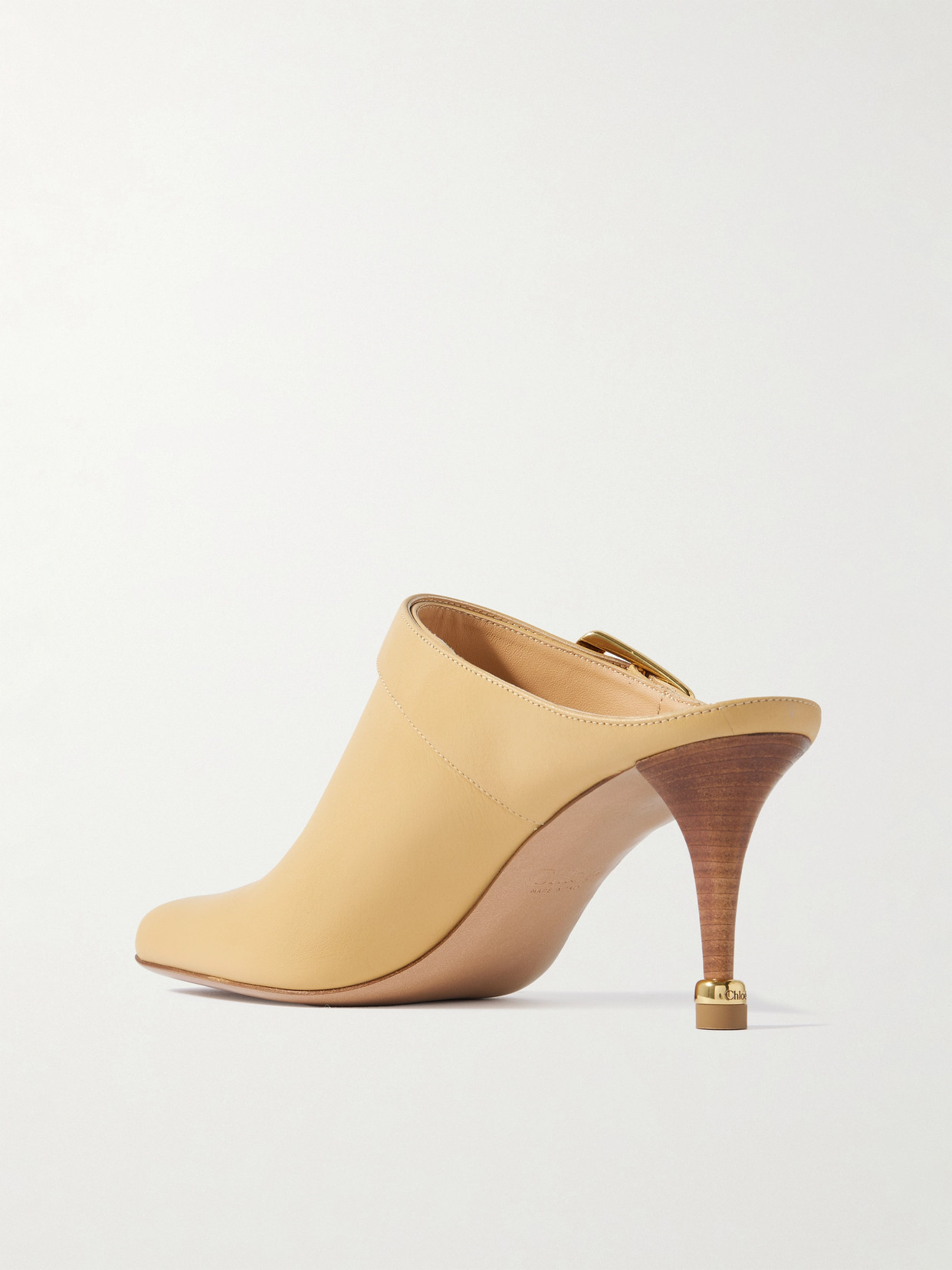 Chloé Andrea Calfskin Buckle Mule Pumps In Beige
