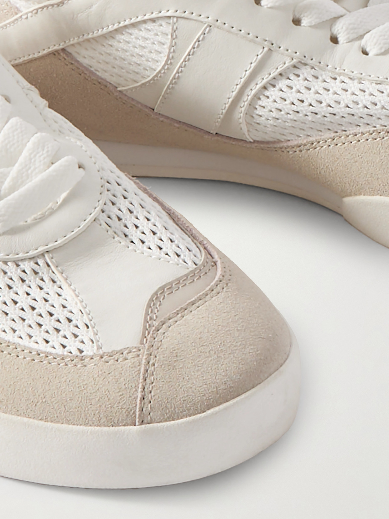 Shop Chloé Kick Suede, Mesh And Leather Sneakers In Cream