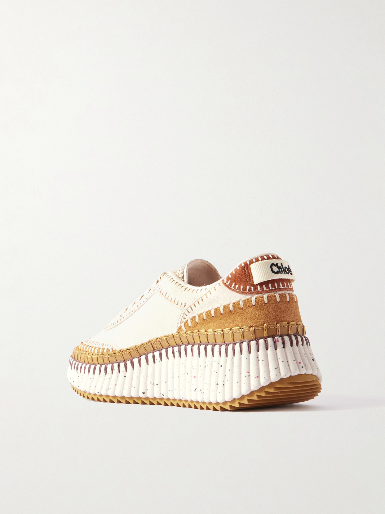 Chloé Chloe Nama Panelled Suede Sneakers In White