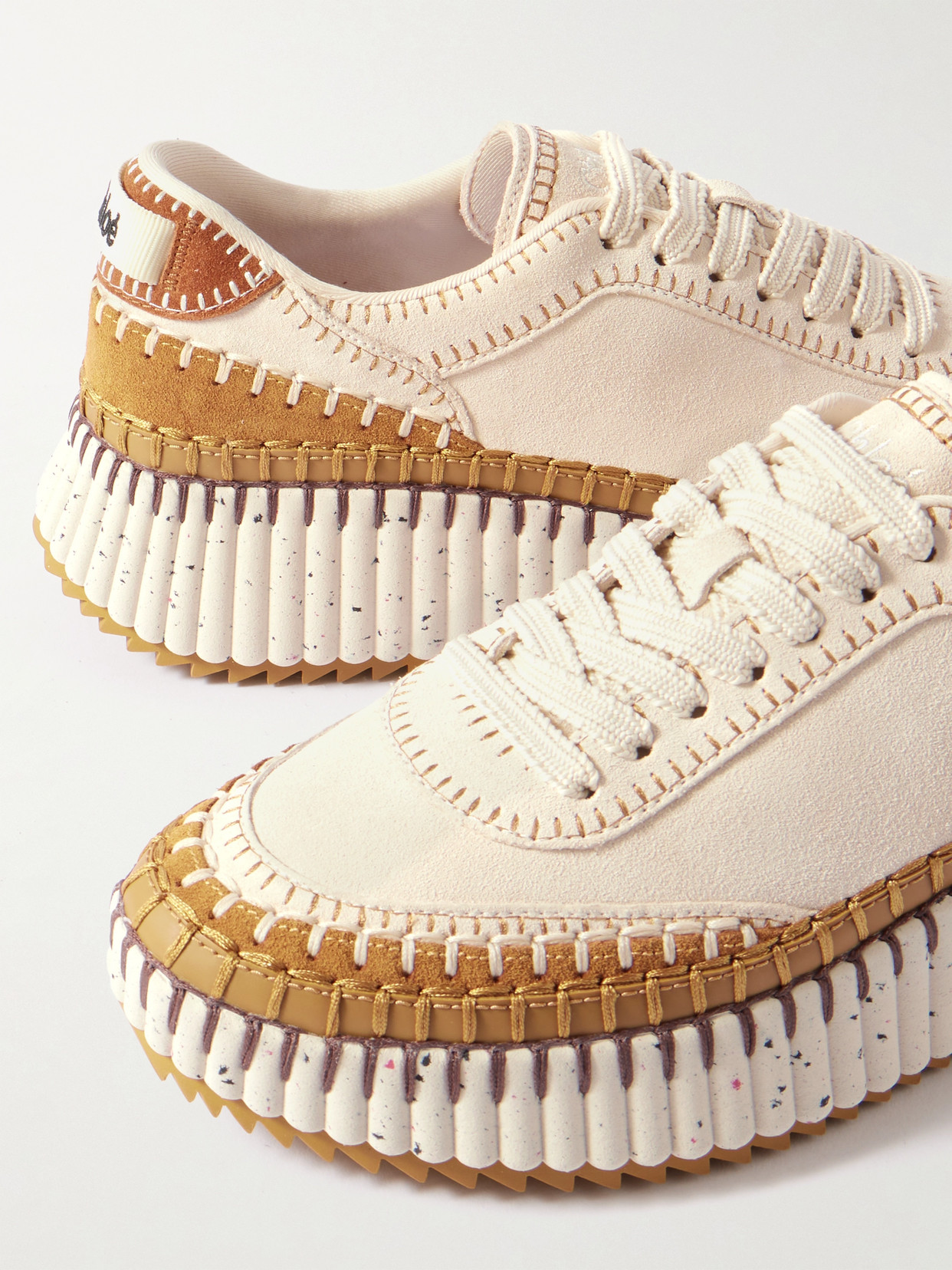 Chloé Chloe Nama Panelled Suede Sneakers In White