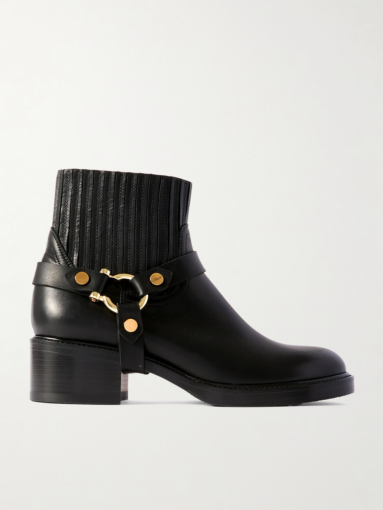 Chloé Dakota Embellished Leather Ankle Boots In Black