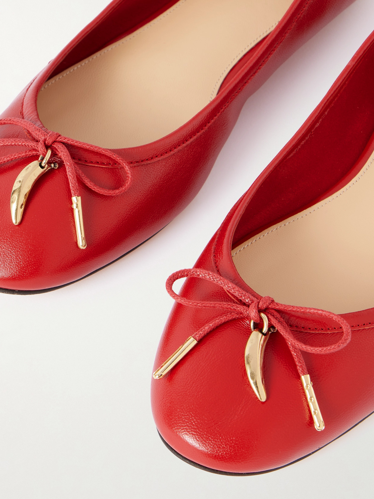 Chloé Iris Embellished Leather Ballet Flats In Red