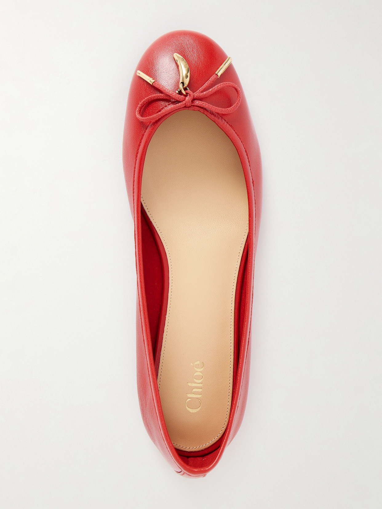 Chloé Iris Embellished Leather Ballet Flats In Red