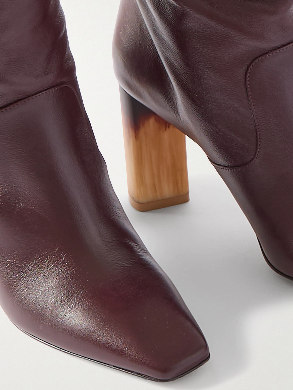 Shop Chloé Georgia Leather Knee Boots In Burgundy