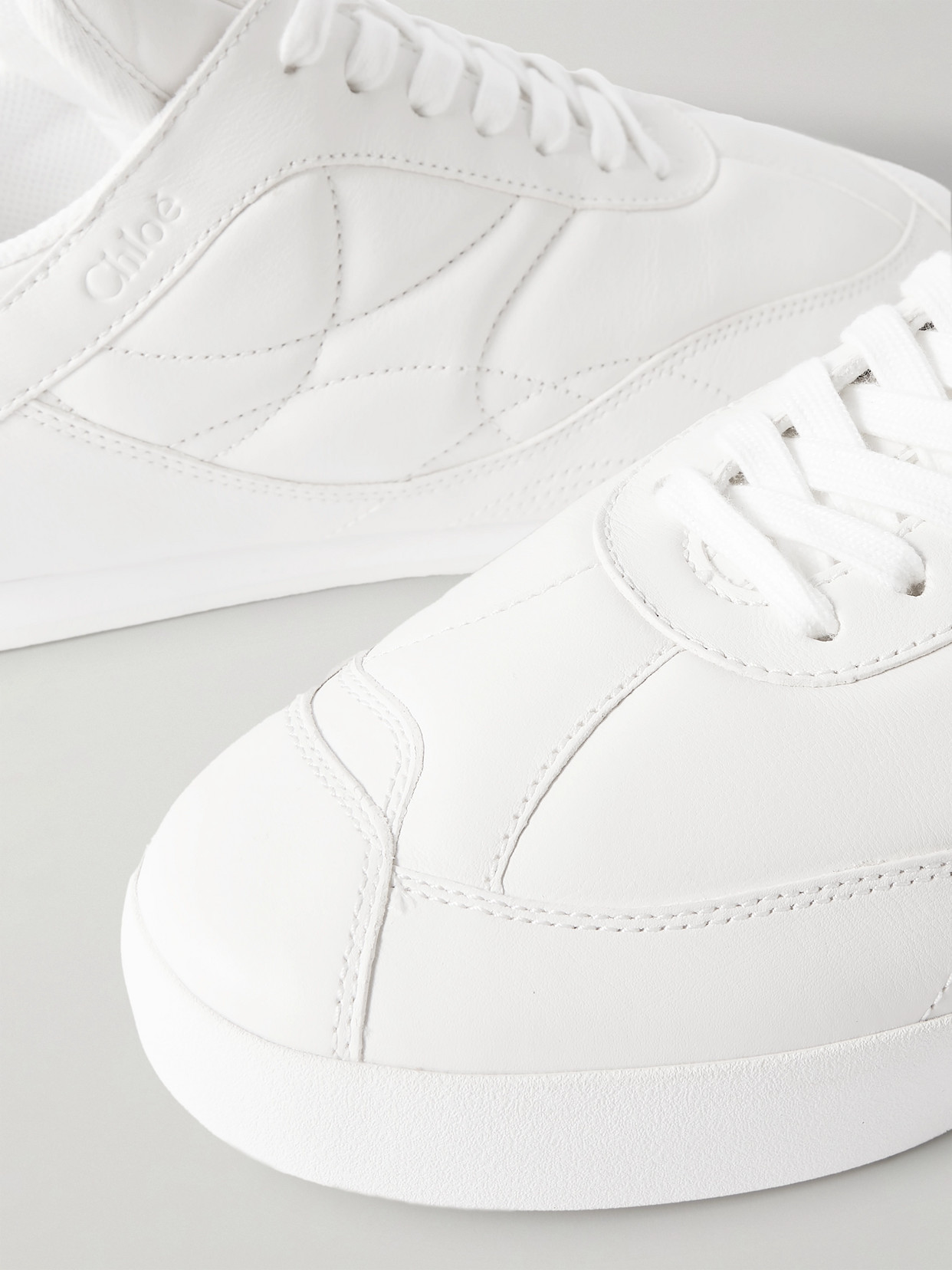 Chloé Womens Winter Wht Kick Brand-patch Leather Low-top Trainers Eur 36 / 3 Uk In White