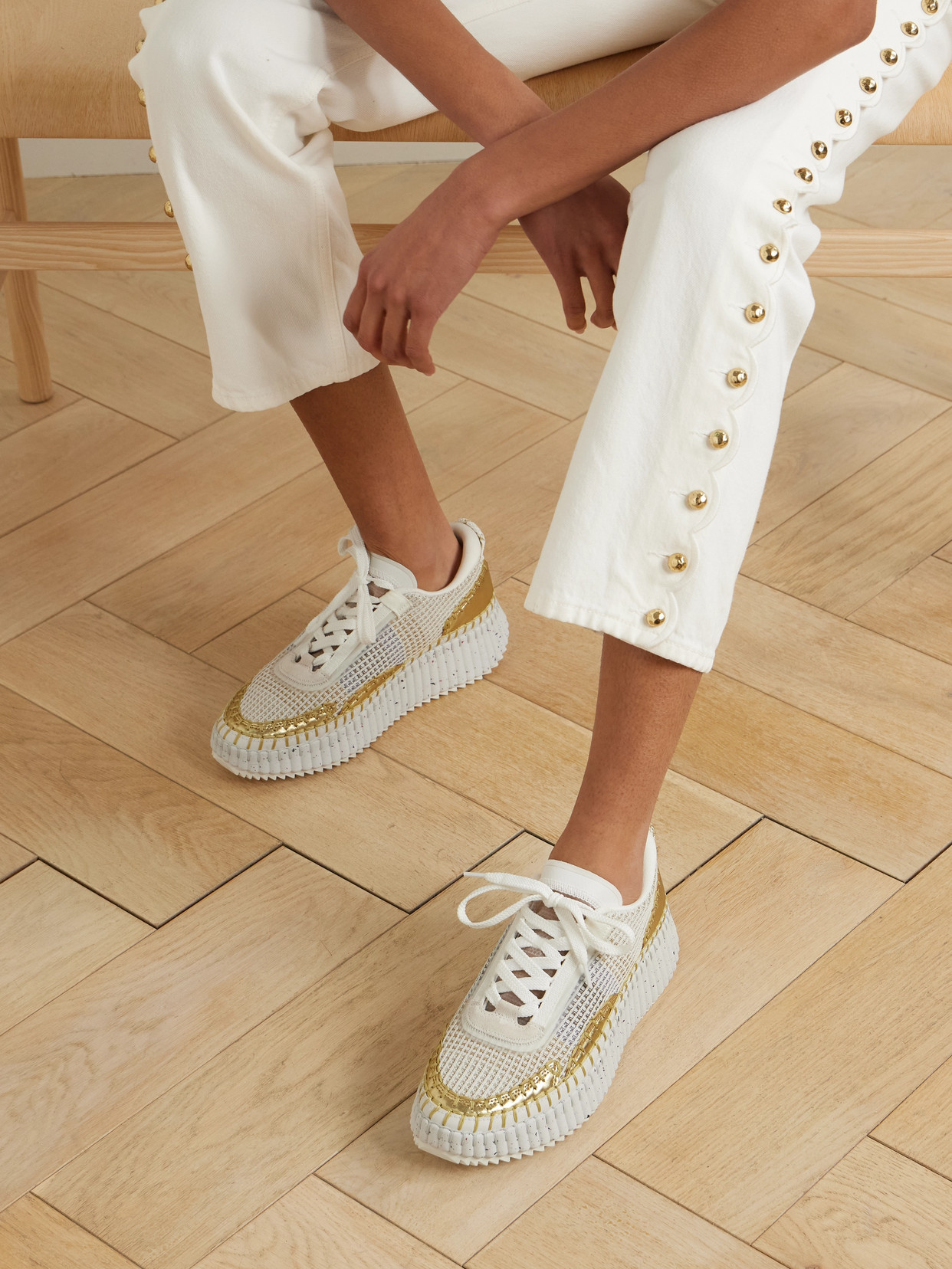 Chloé Nama Low-top Sneakers In Goldcolor